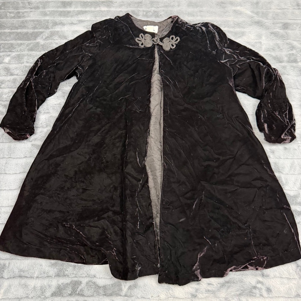 Patra Vintage Womens Medium Purple Crushed Velvet Frog Closure Evening Coat USA